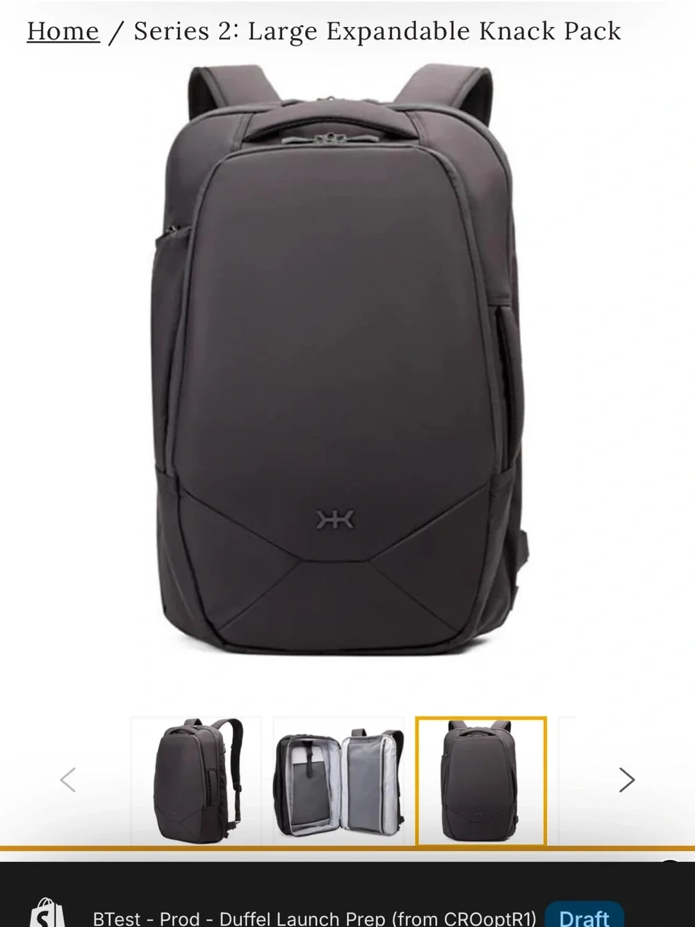 Knack Series 2 Large Expandable Backpack - Black